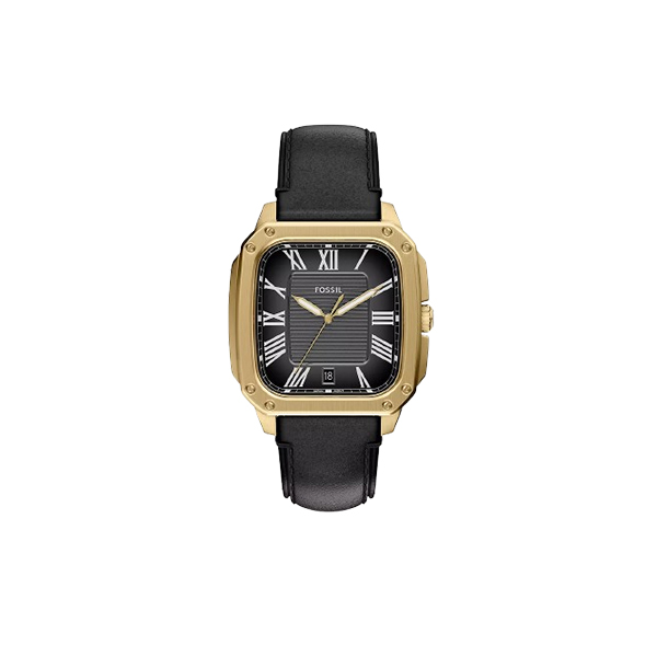 Fossil Crosby Three-Hand Black Leather Men’s Watch