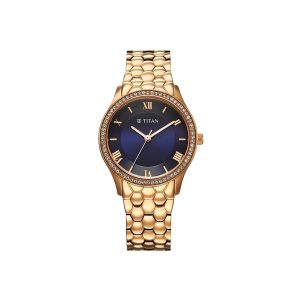 Titan Purple Glamour Quartz Analog Blue Dial Women’s Watch