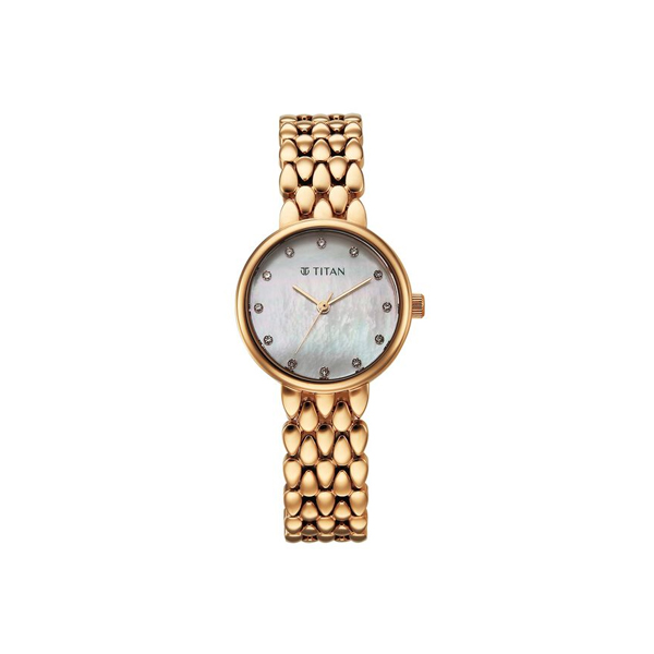 Titan Purple Glamour Quartz Analog Mother Of Pearl Dial Women’s Watch